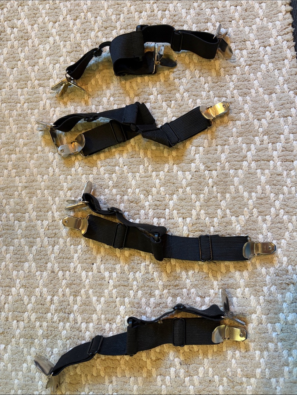 Adjustable Black Elastic Trouser Suspenders - Set of 4